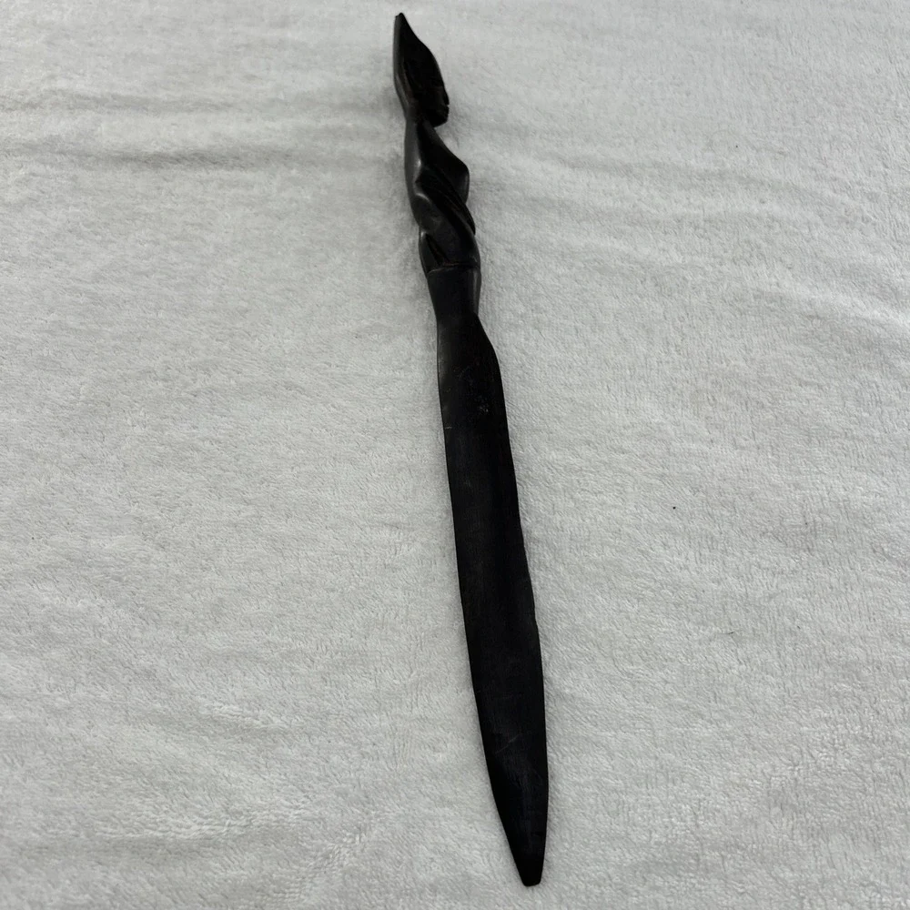 Vintage Hand Carved wood carving head letter opener 14